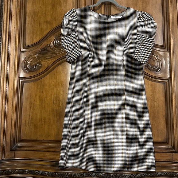 NEW Amanda Uprichard Westwick Checkered Puff Sleeve Plaid Mini Dress Large - Picture 11 of 17